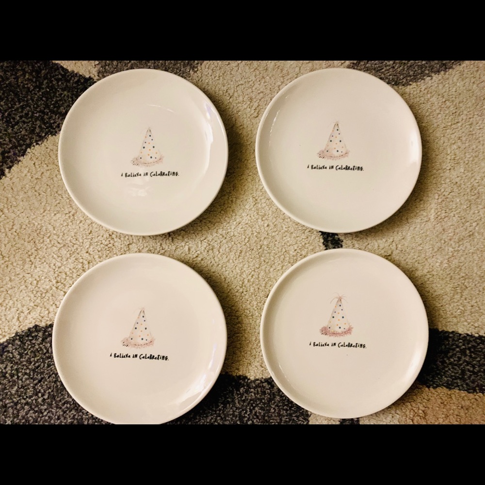 RAE DUNN - CELEBRATING Set of 4 Appetizer Plates